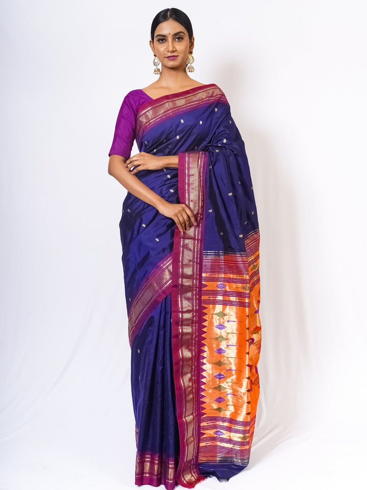 Navy Blue Silk Paithani Online
