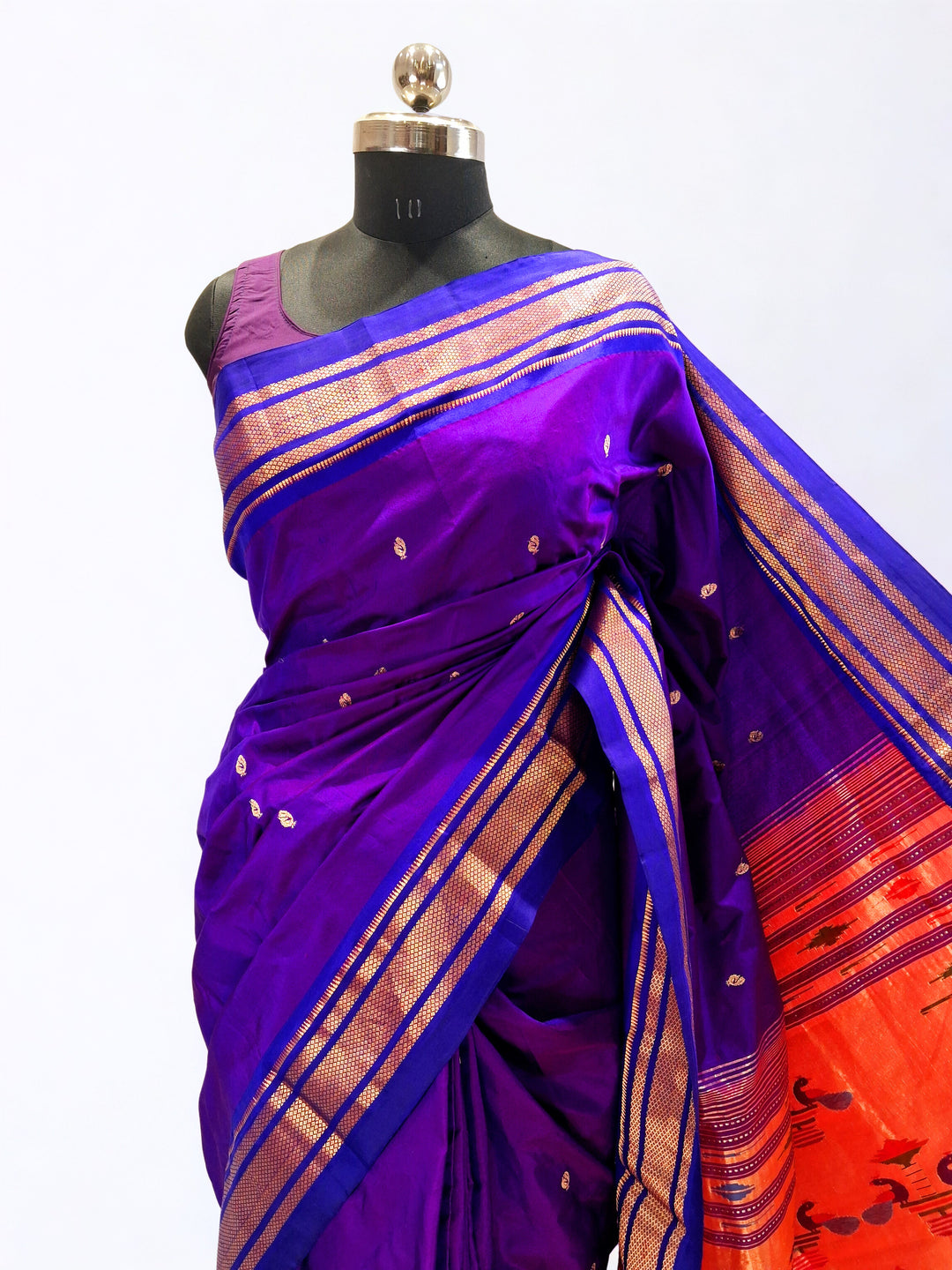 Purple Paithani with Gold Zari Border