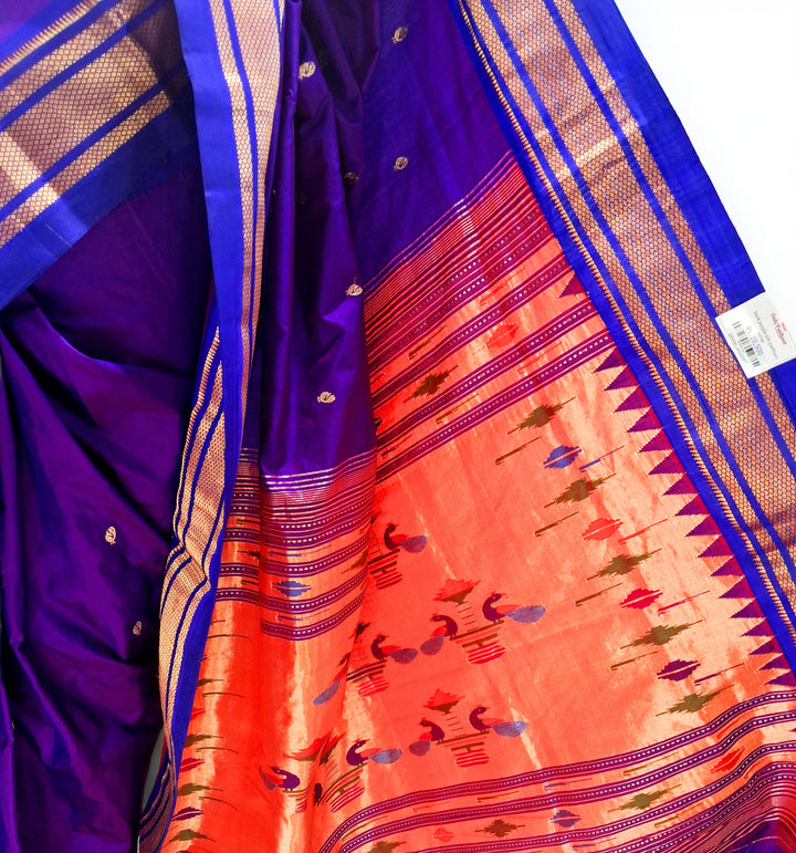 Purple Paithani with Gold Zari Border