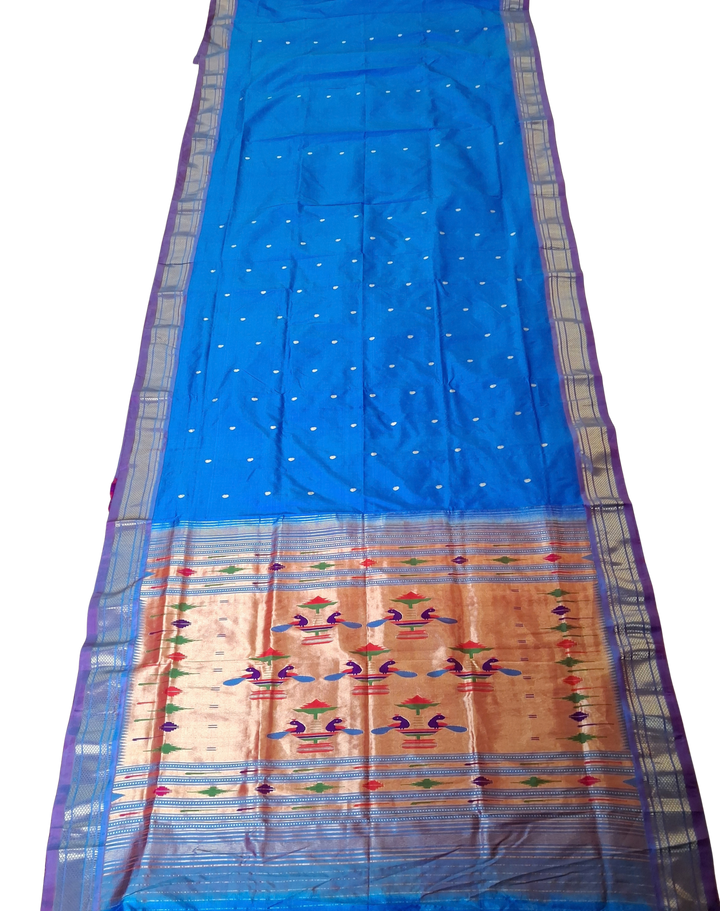 Blue silk paithani saree