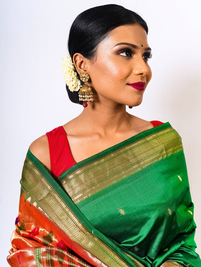 Bottle green silk paithani saree