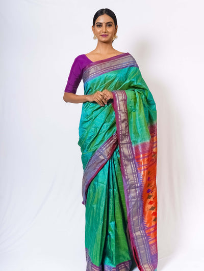 Sea Green Silk Paithani