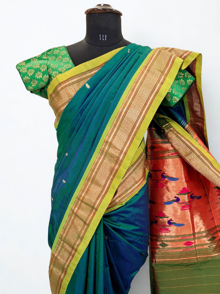 Peacock Green Paithani Saree 