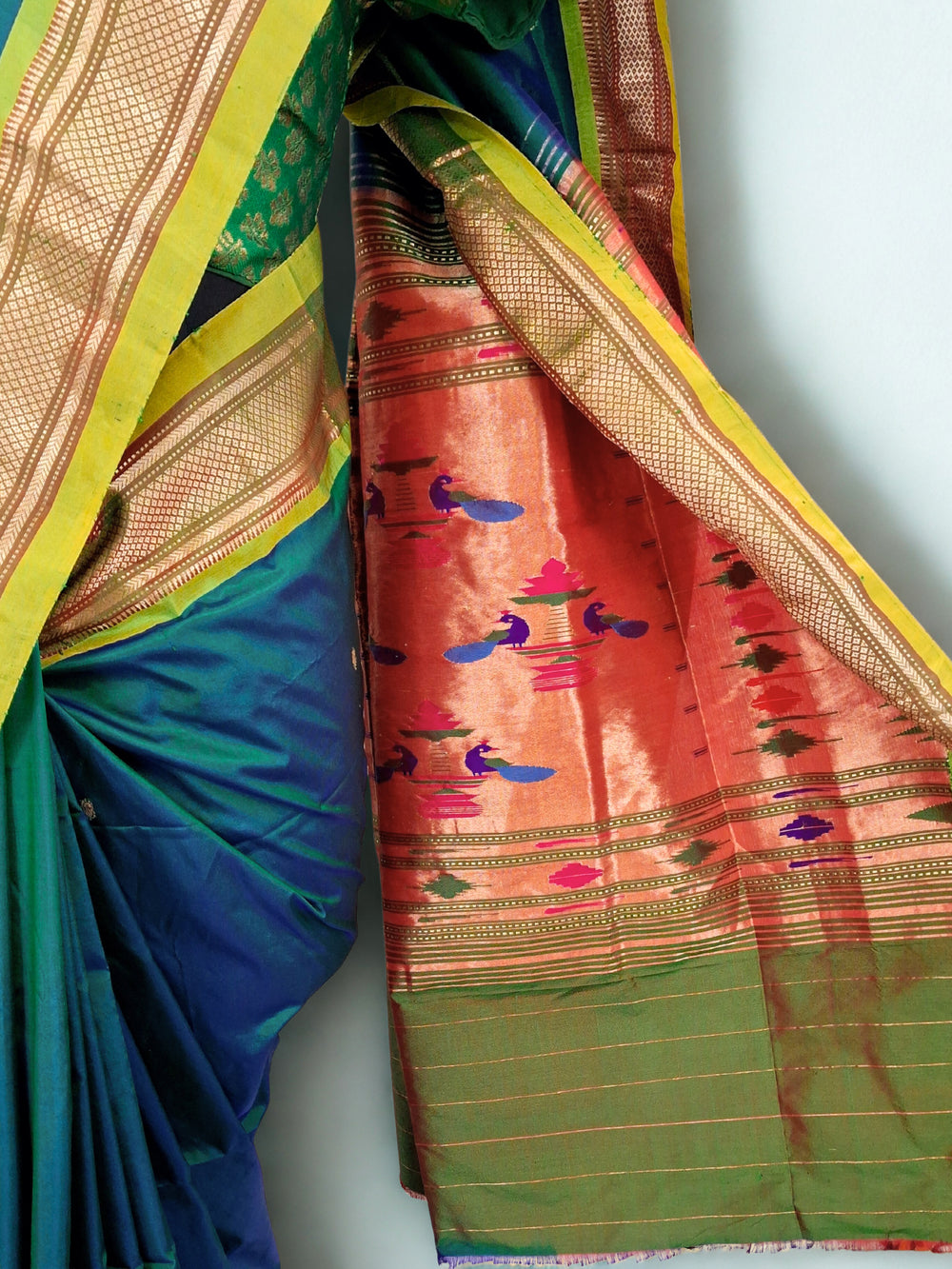 Peacock Green Paithani Saree 