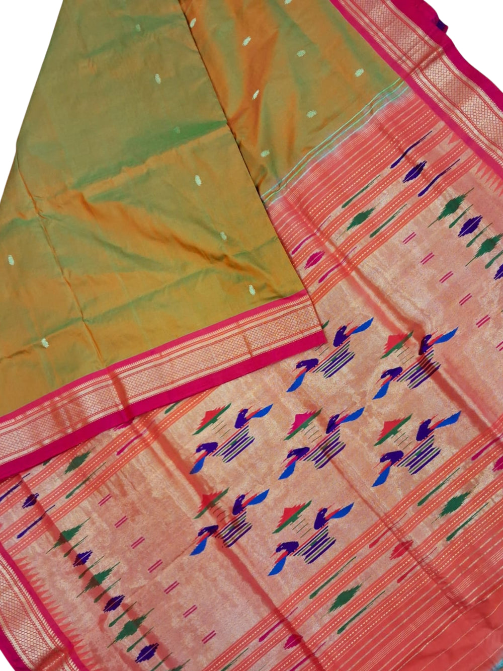 Moss Green Paithani Saree