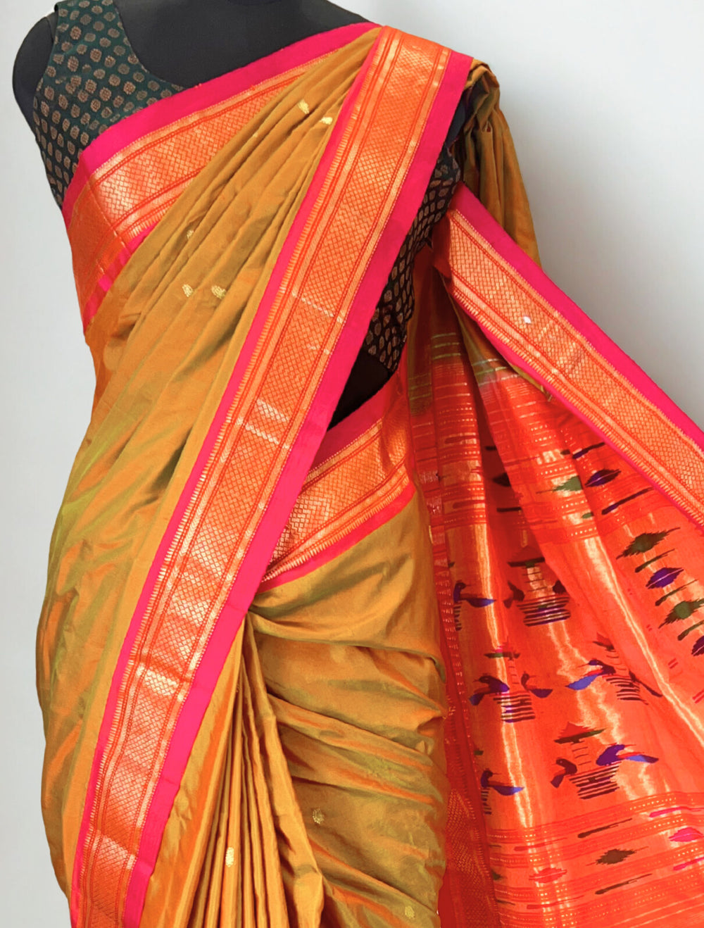 Moss Green Paithani Saree