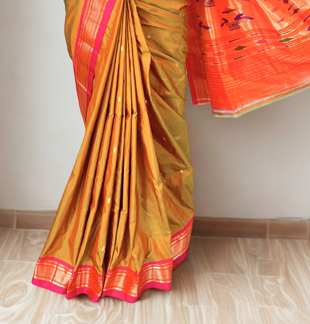 Moss Green Paithani Saree