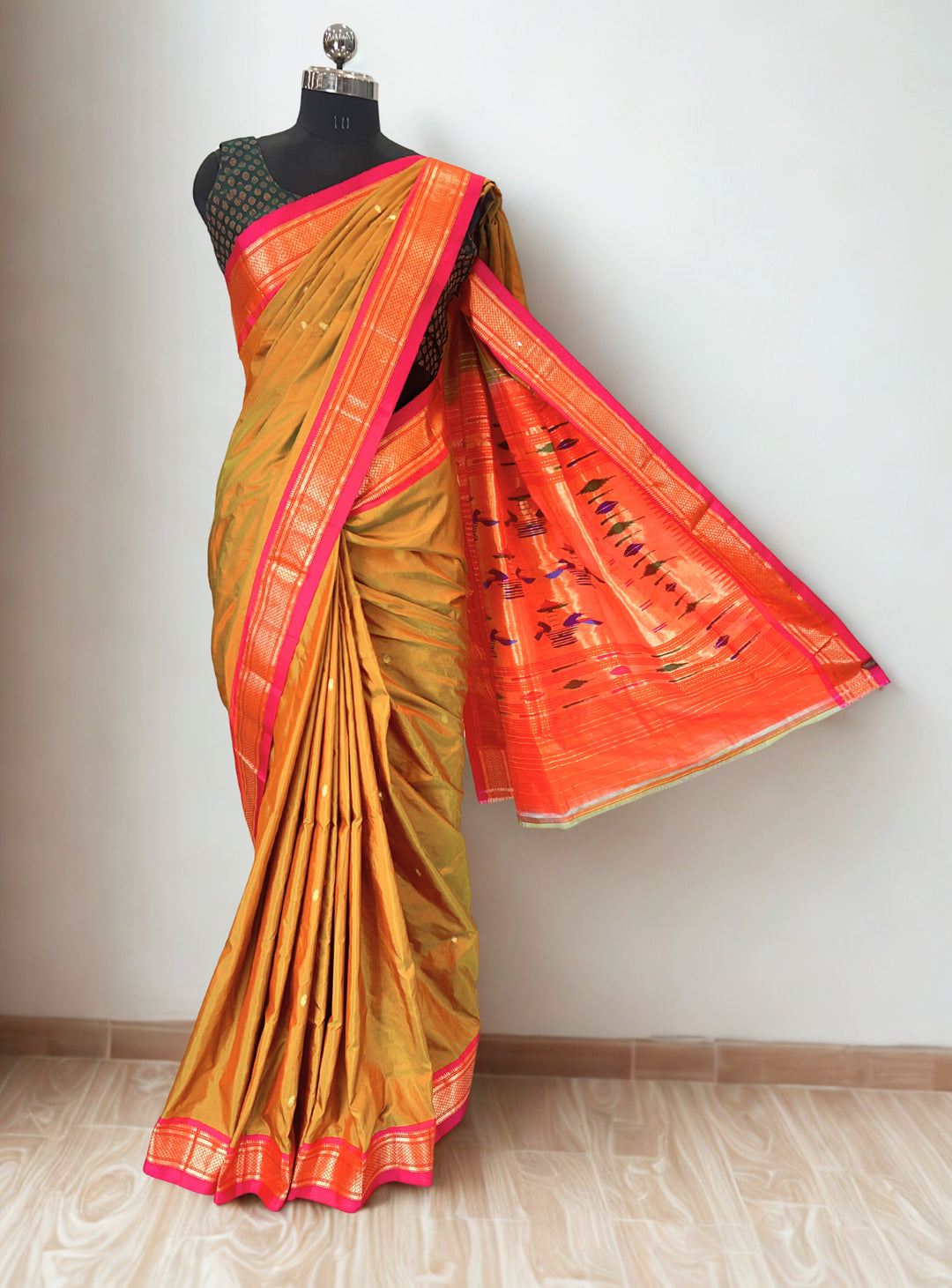 Moss Green Paithani Saree