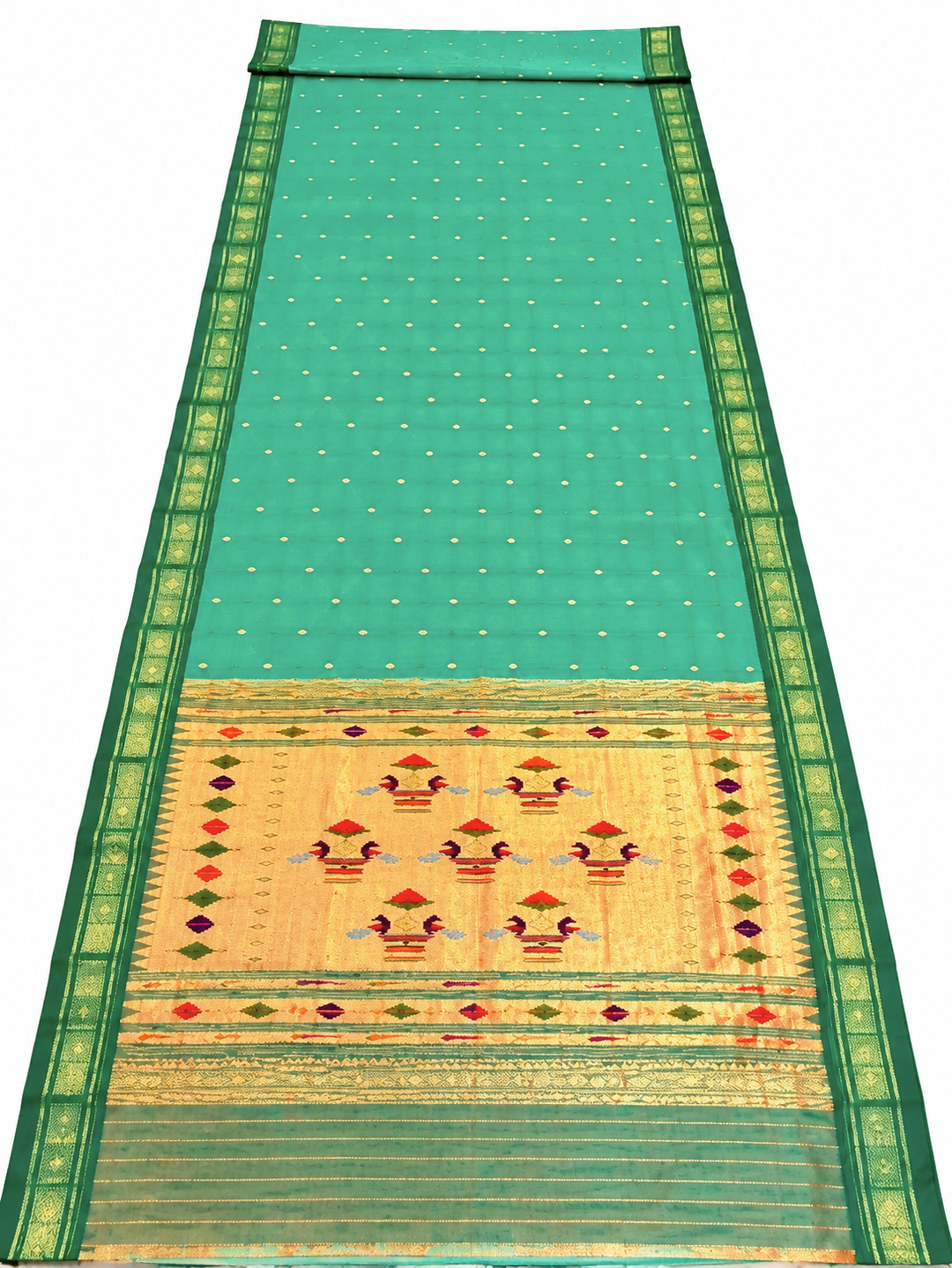 Sea Green Silk Paithani Saree