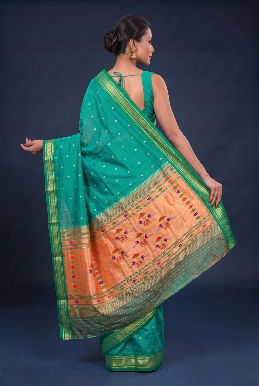 Sea Green Silk Paithani Saree
