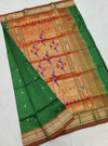 Bottle green silk paithani saree with rust border