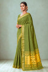 Muted olive green cotton paithani
