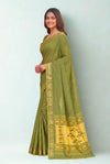 Muted Olive Green Cotton Paithani