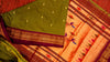 Olive green silk paithani saree