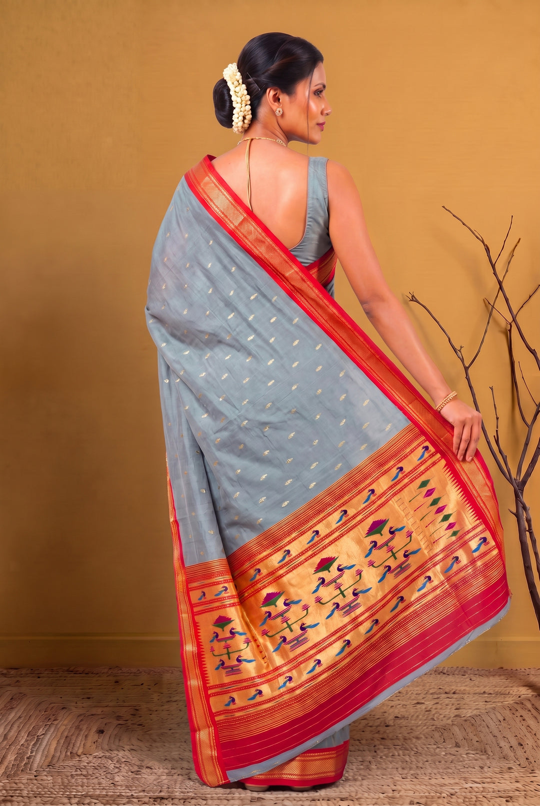 Grey Silk Paithani Saree