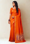 Orange silk paithani saree