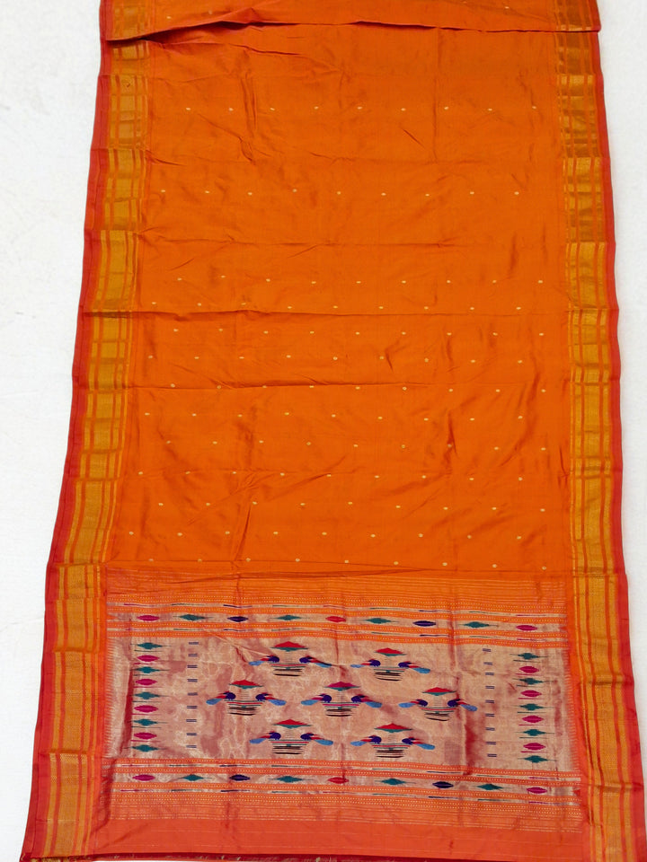 Orange silk paithani saree