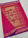 Pink silk paithani saree with purple border