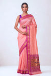 Peach Silk Paithani Saree with Zari Border
