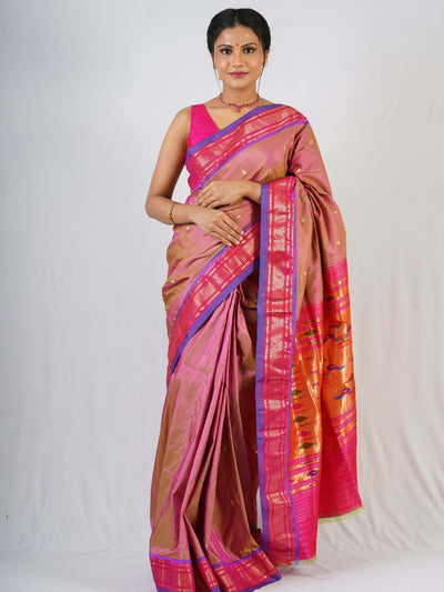 Mauve Silk Paithani Saree