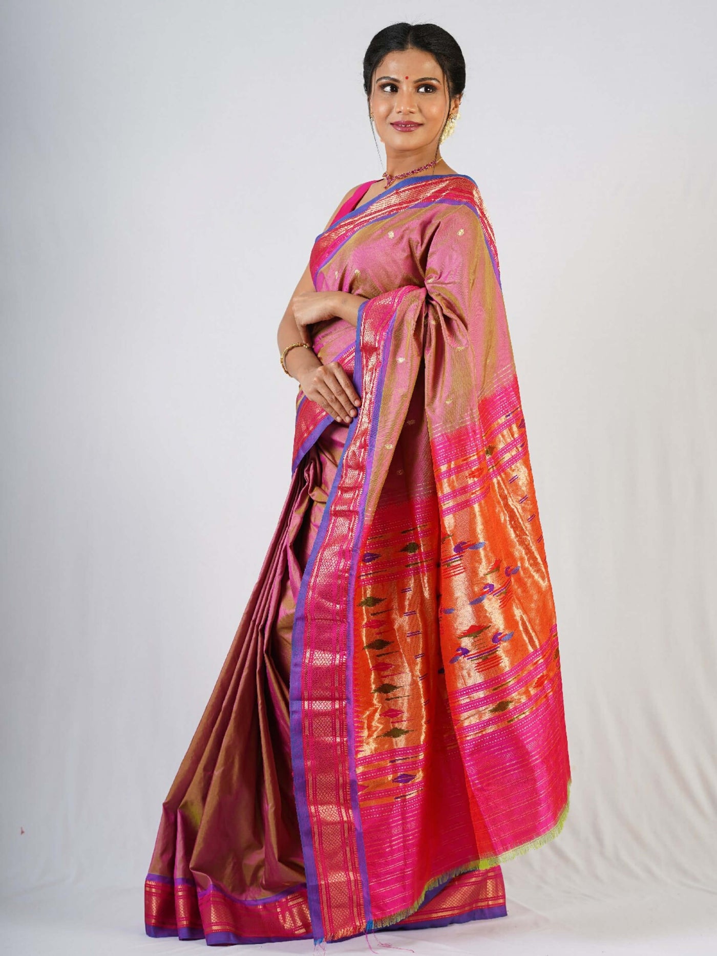 Mauve Silk Paithani Saree