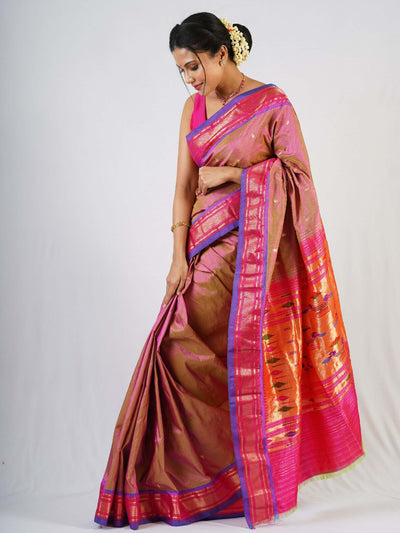 Mauve Silk Paithani Saree