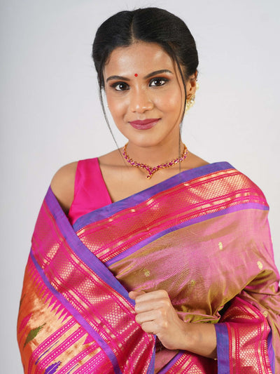 Mauve Silk Paithani Saree