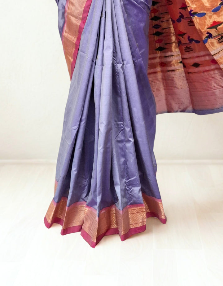 Lavender Pure Silk Paithani Saree