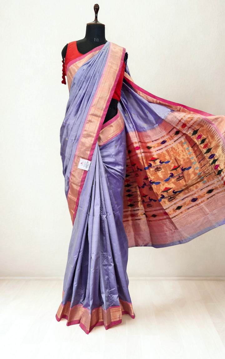 Lavender Pure Silk Paithani Saree