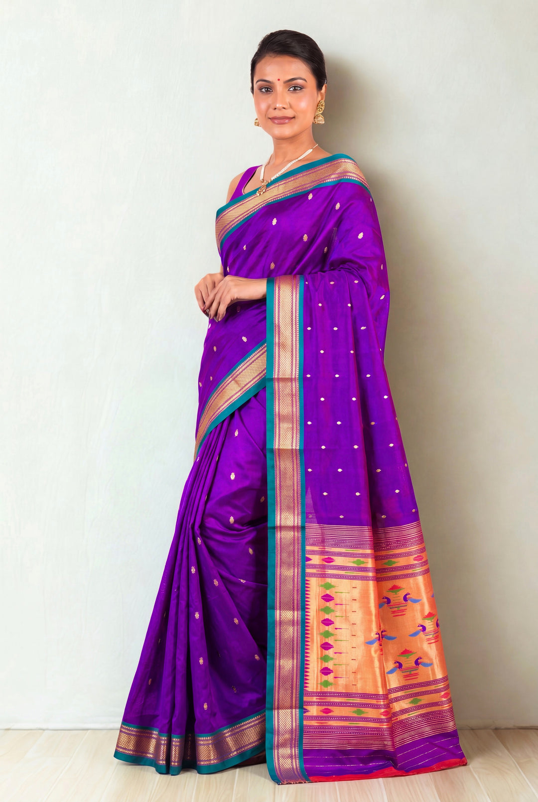 Purple Silk Paithani Saree