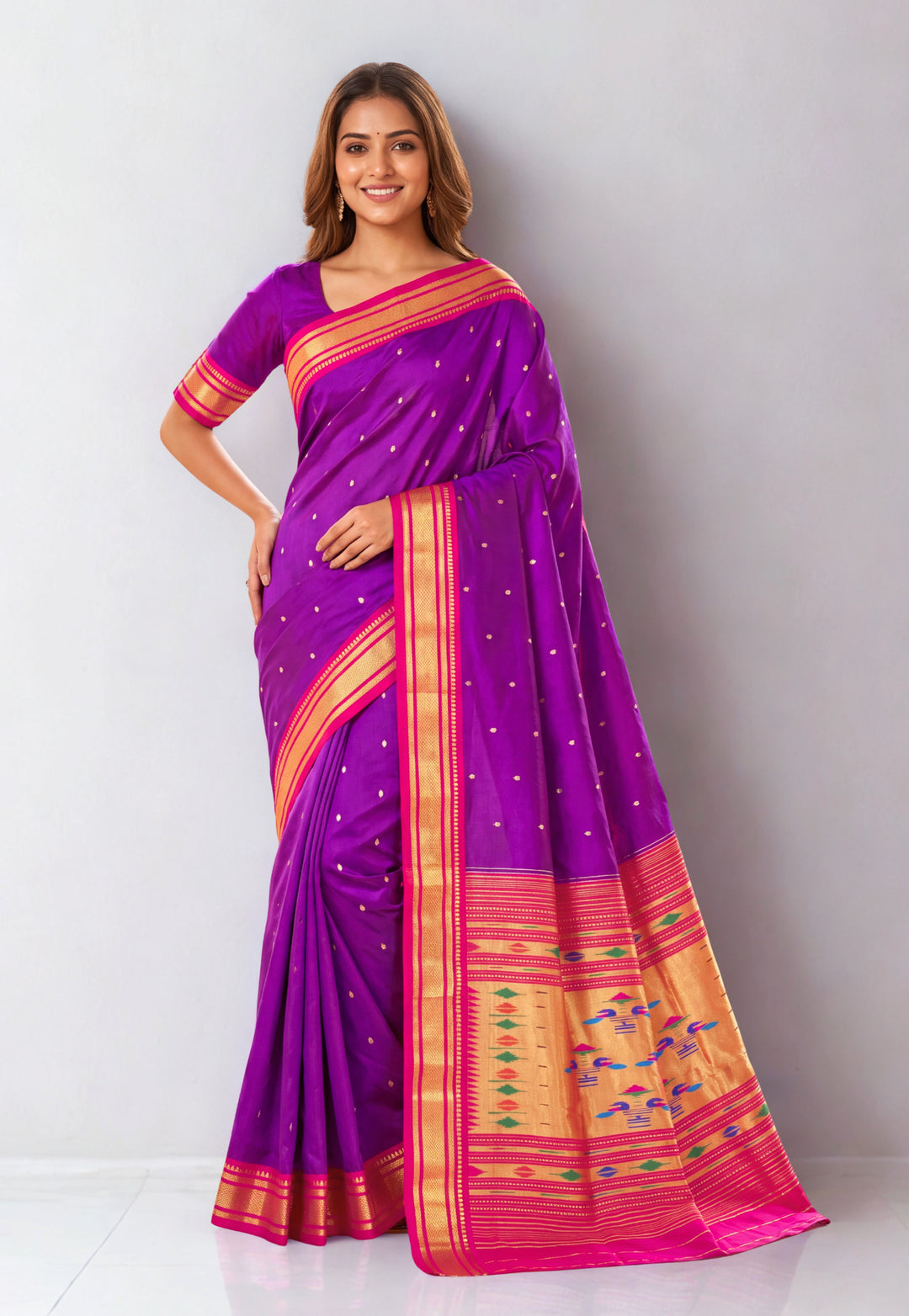 Magenta Silk Paithani Saree