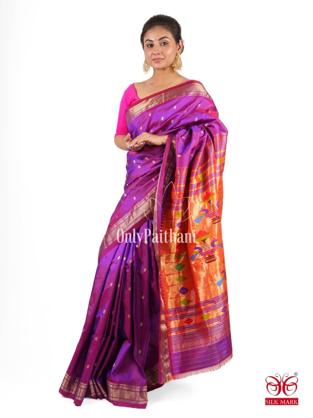 Purple silk paithani saree