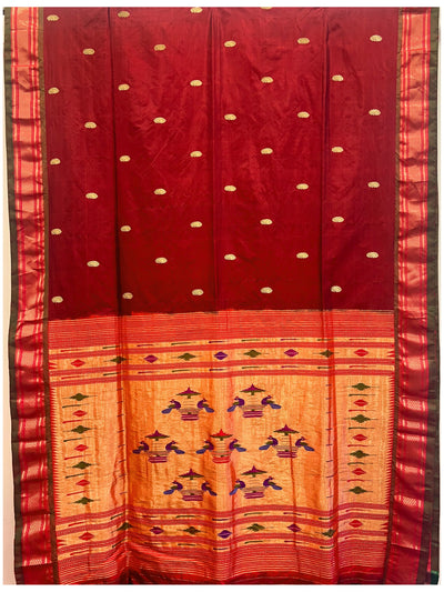 Maroon silk paithani saree