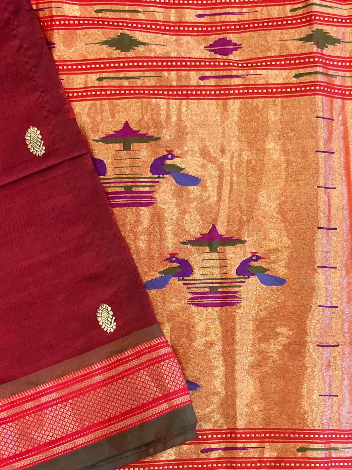 Maroon Silk Paithani Saree