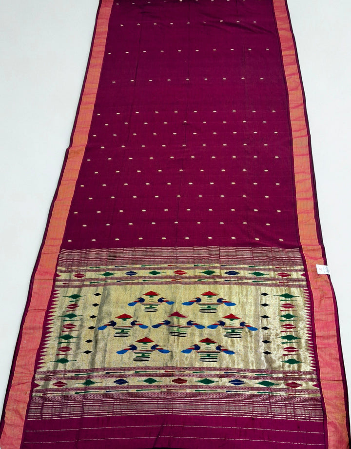 Rich Wine Cotton Paithani