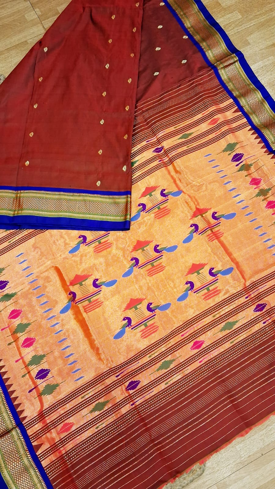 Maroon Paithani Saree with Gold Zari