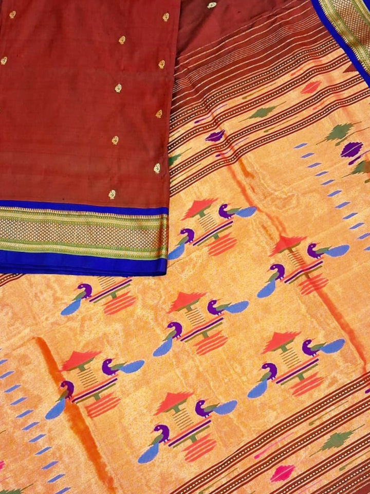 Maroon Paithani Saree with Gold Zari
