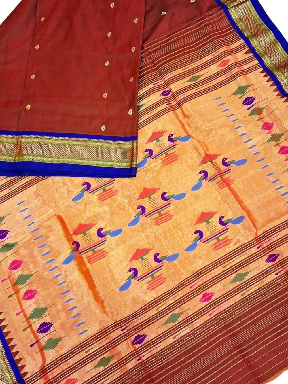 Maroon Paithani Saree with Gold Zari