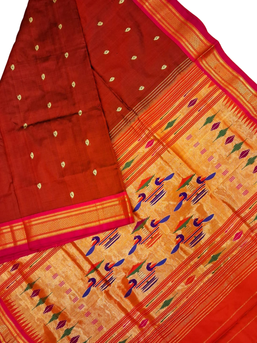 Maroon Gold Zari Paithani Saree
