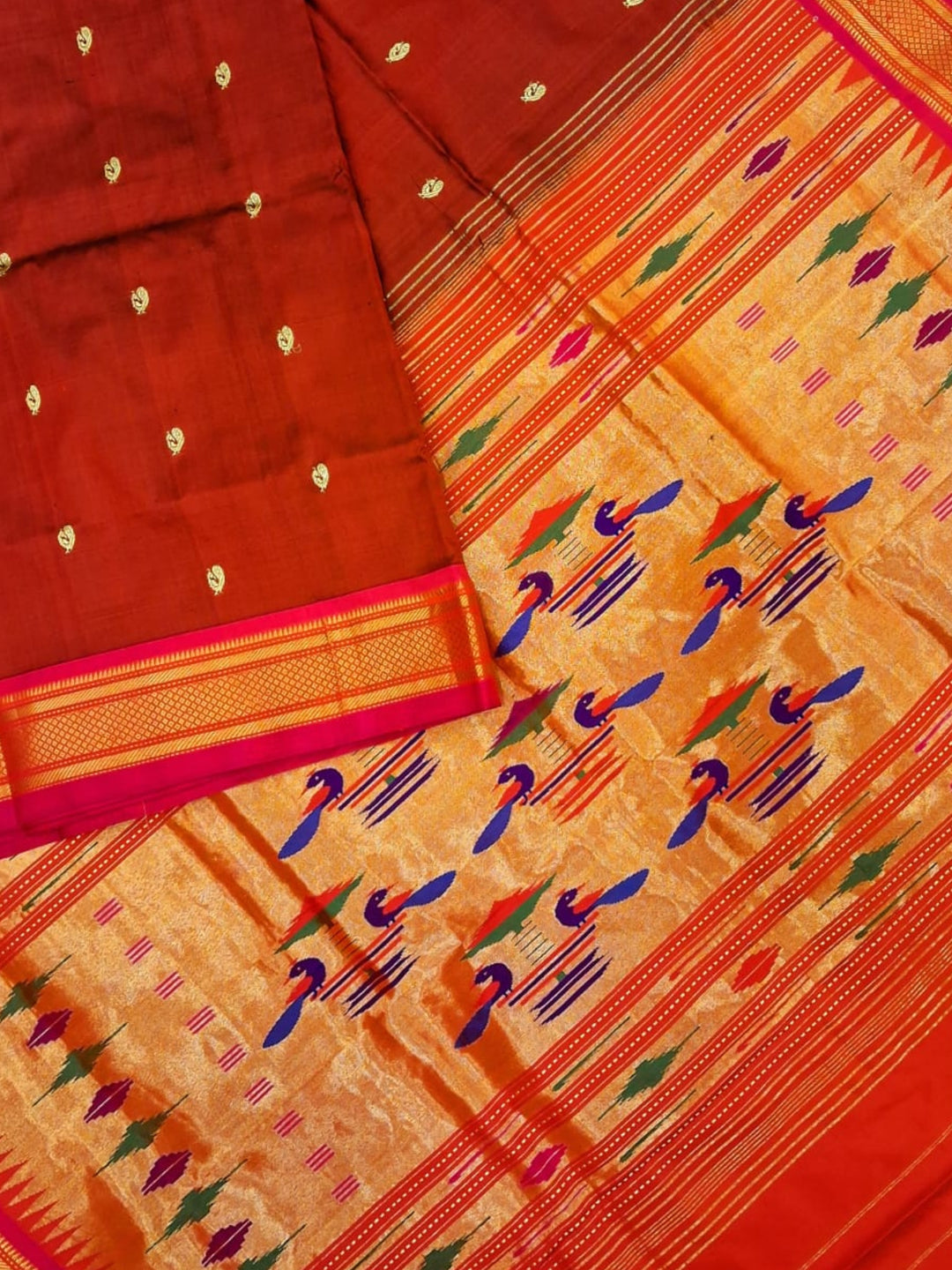 Maroon Gold Zari Paithani Saree