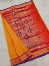 Mustard silk paithani saree with purple border