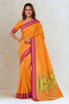 Mustard yellow cotton paithani saree