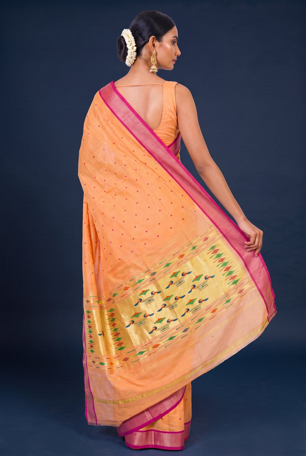 Turmeric Yellow Cotton Paithani Saree