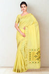 Butterscotch yellow cotton paithani saree