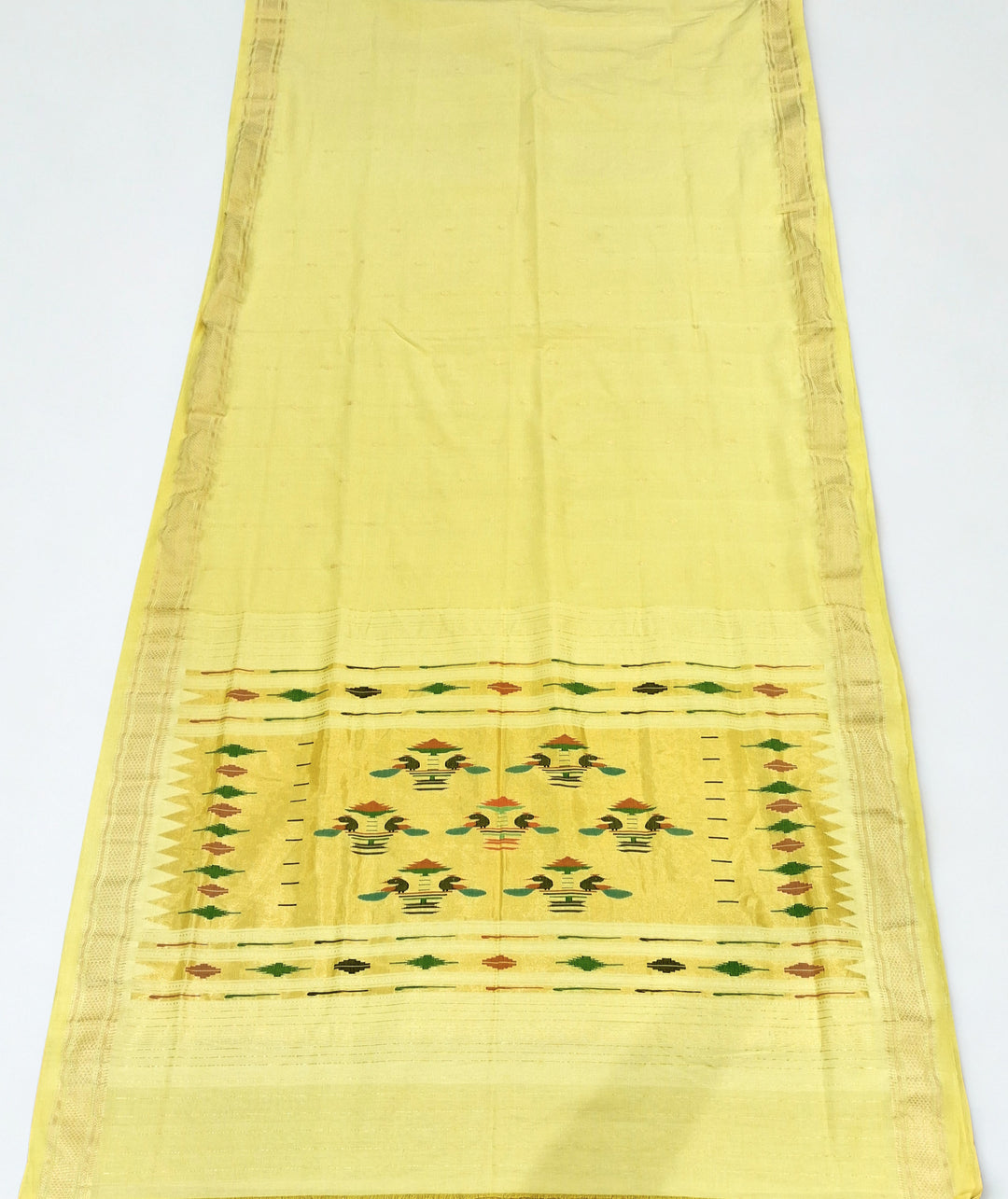 Butterscotch yellow cotton paithani saree