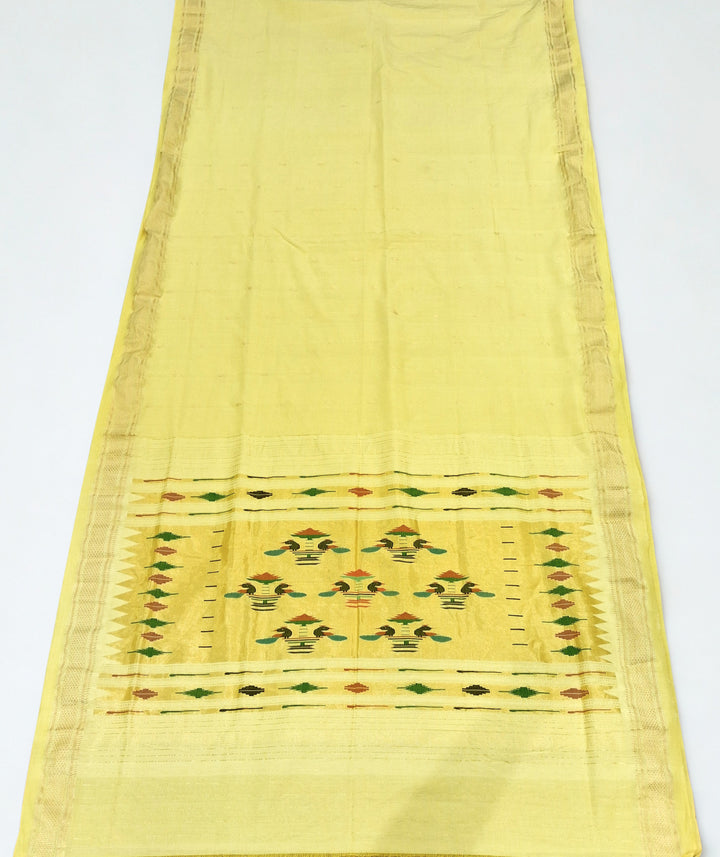 Butterscotch yellow cotton paithani saree