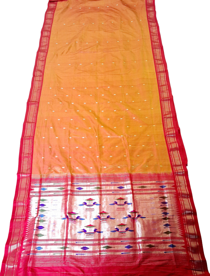 Mustard silk paithani saree