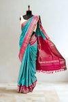 Turquoise Blue Gadwal Silk Saree