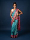 Turquoise Blue Gadwal Silk Saree