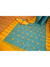 Turquoise checks gadwal silk saree